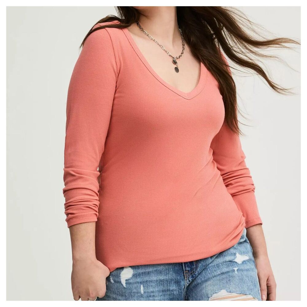 Torrid Ribbed V-Neck Top - Picture 1 of 3